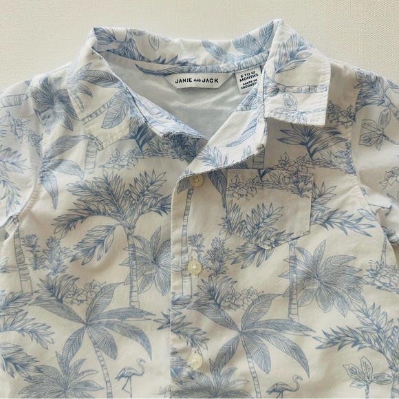 Janie and Jack 6-12 Months Baby Boy Blue White Tropical Romper Spring Summer - Picture 3 of 6